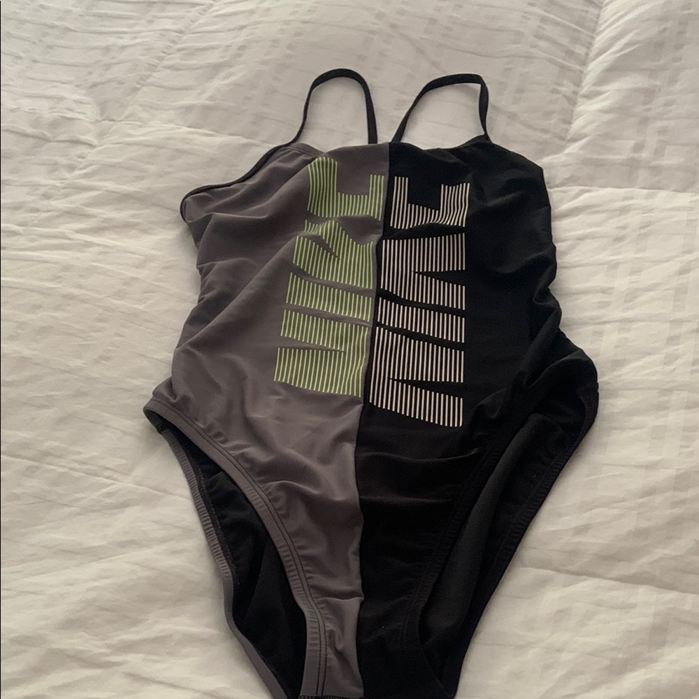 Nike Black and Gray One Piece Swimsuit Sleek Design